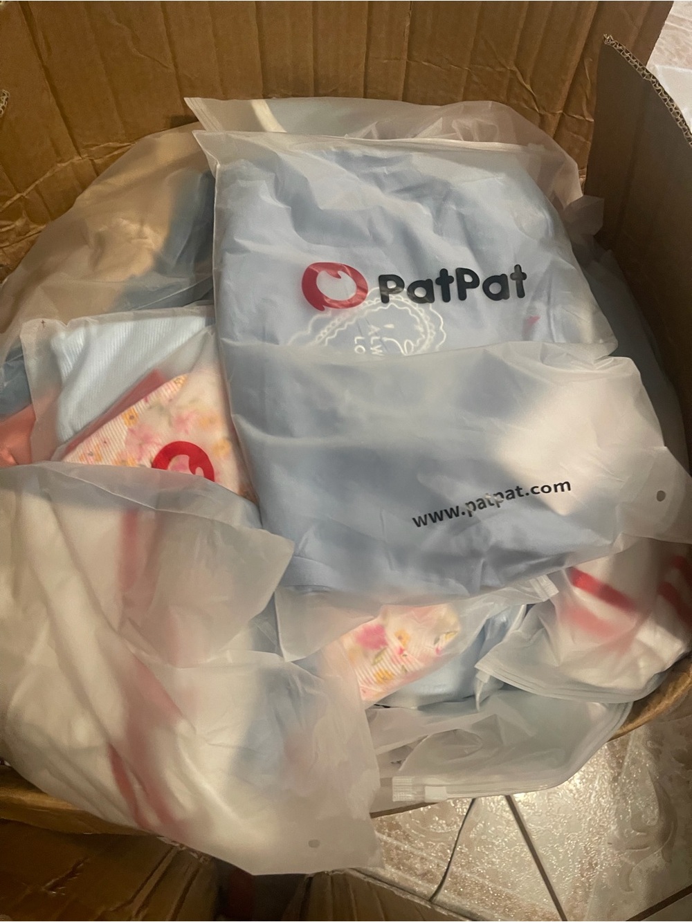 PatPat Kids Pajama Set in Light Blue and Pink